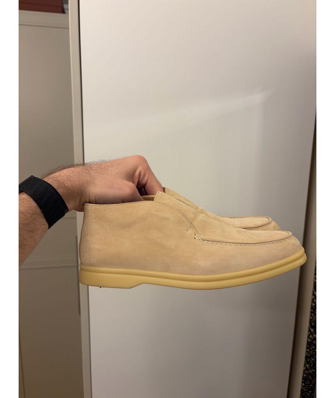 LORO PIANA Бежевые замшевые лоферы, фото 7