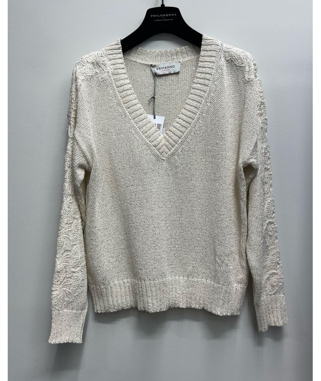 ERMANNO SCERVINO Бежевый хлопковый джемпер / свитер, фото 7