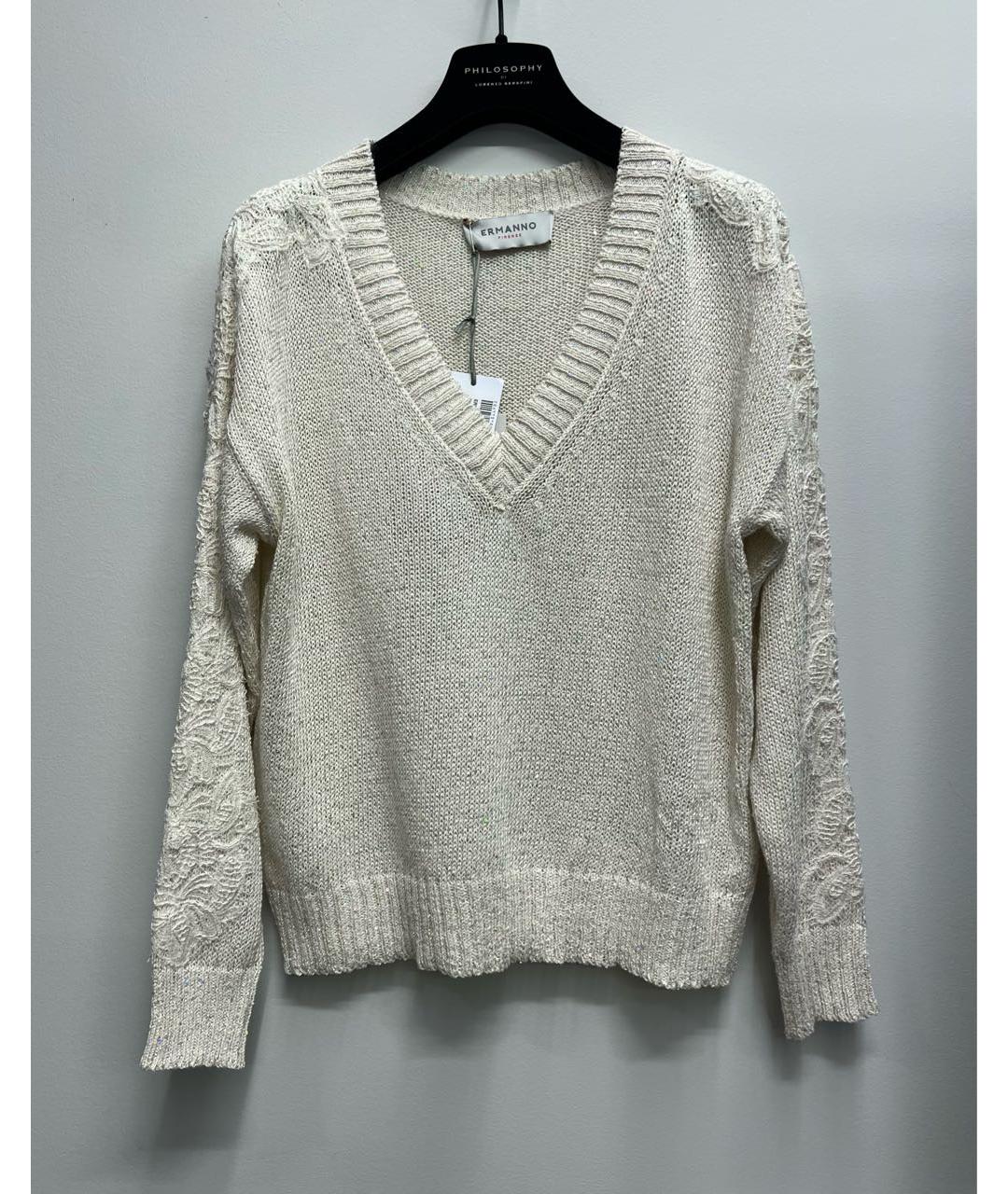 ERMANNO SCERVINO Бежевый хлопковый джемпер / свитер, фото 8