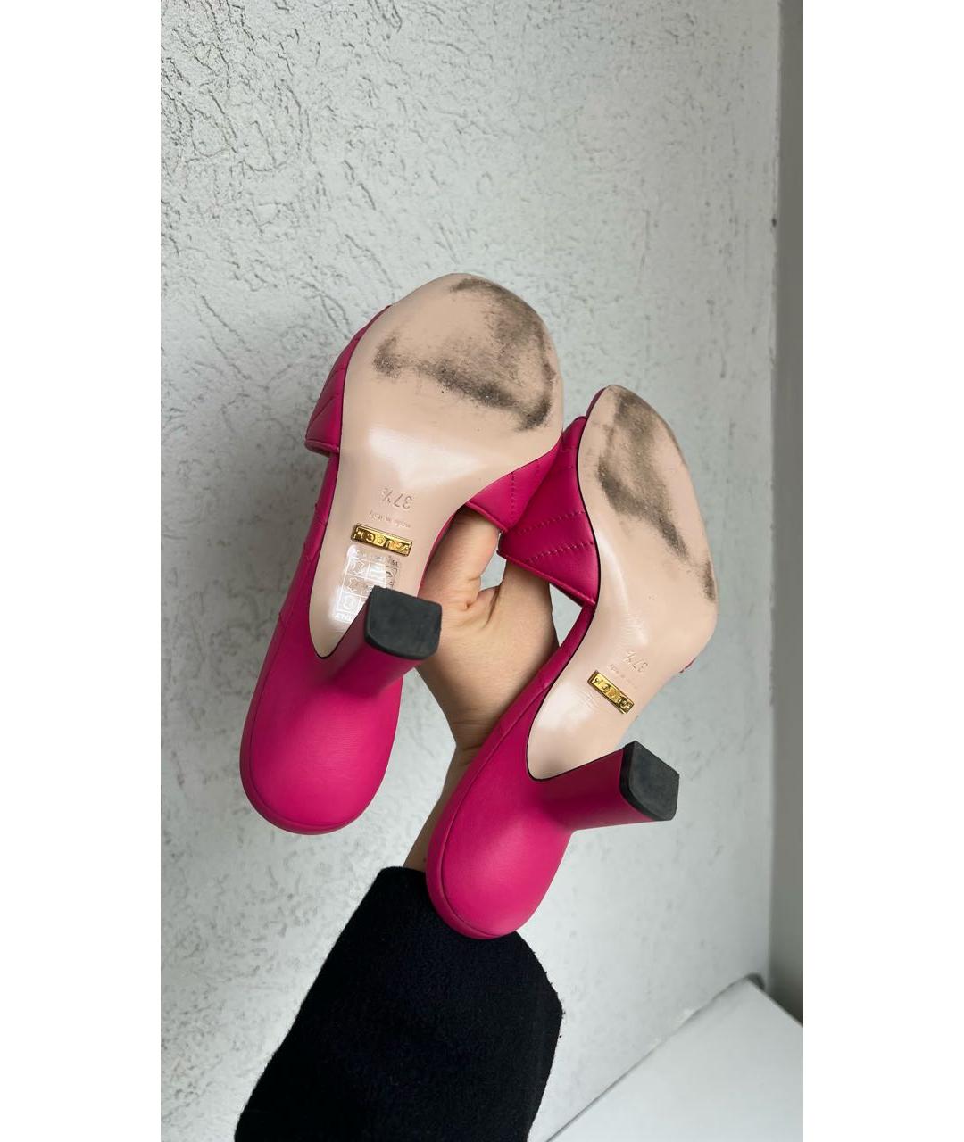 GUCCI Фуксия кожаные мюли, фото 5
