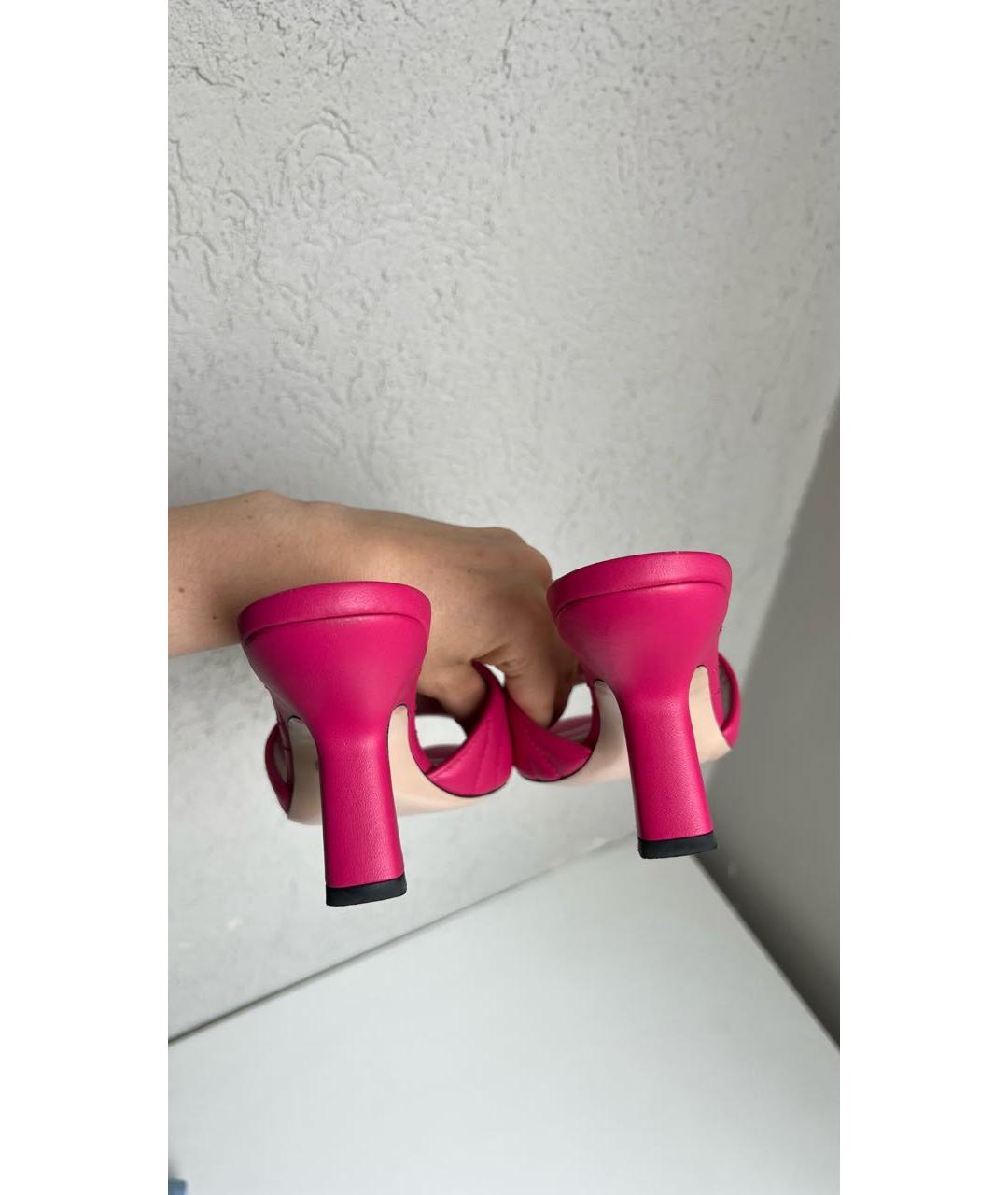 GUCCI Фуксия кожаные мюли, фото 4
