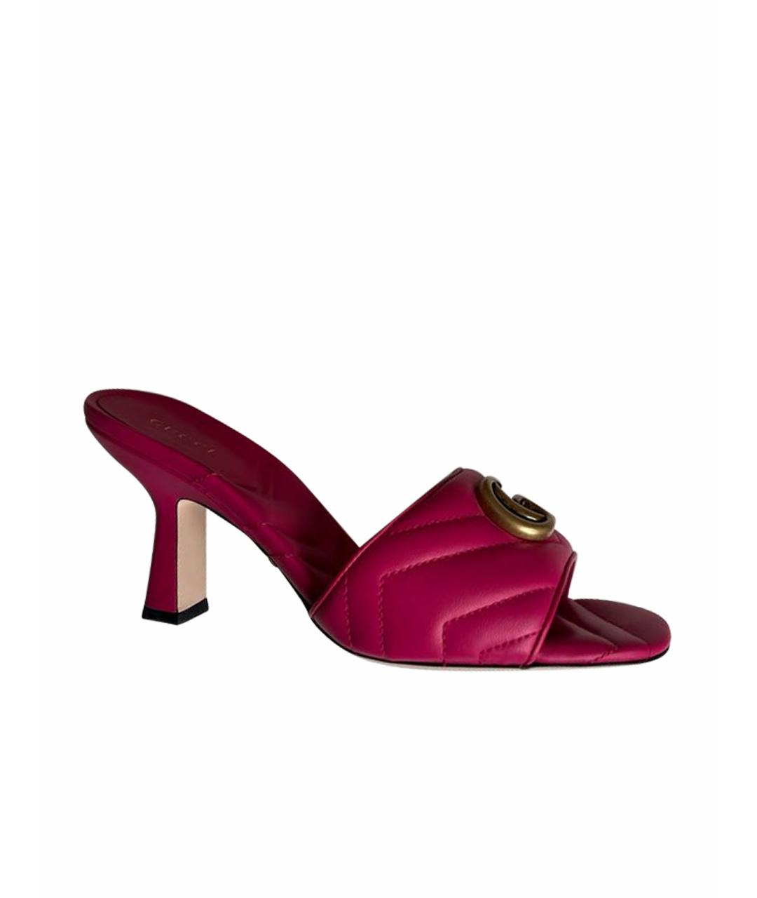 GUCCI Фуксия кожаные мюли, фото 1
