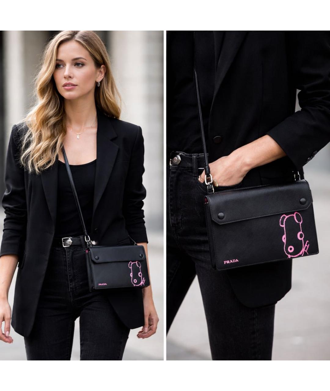 PRADA Черная кожаная сумка через плечо, фото 6