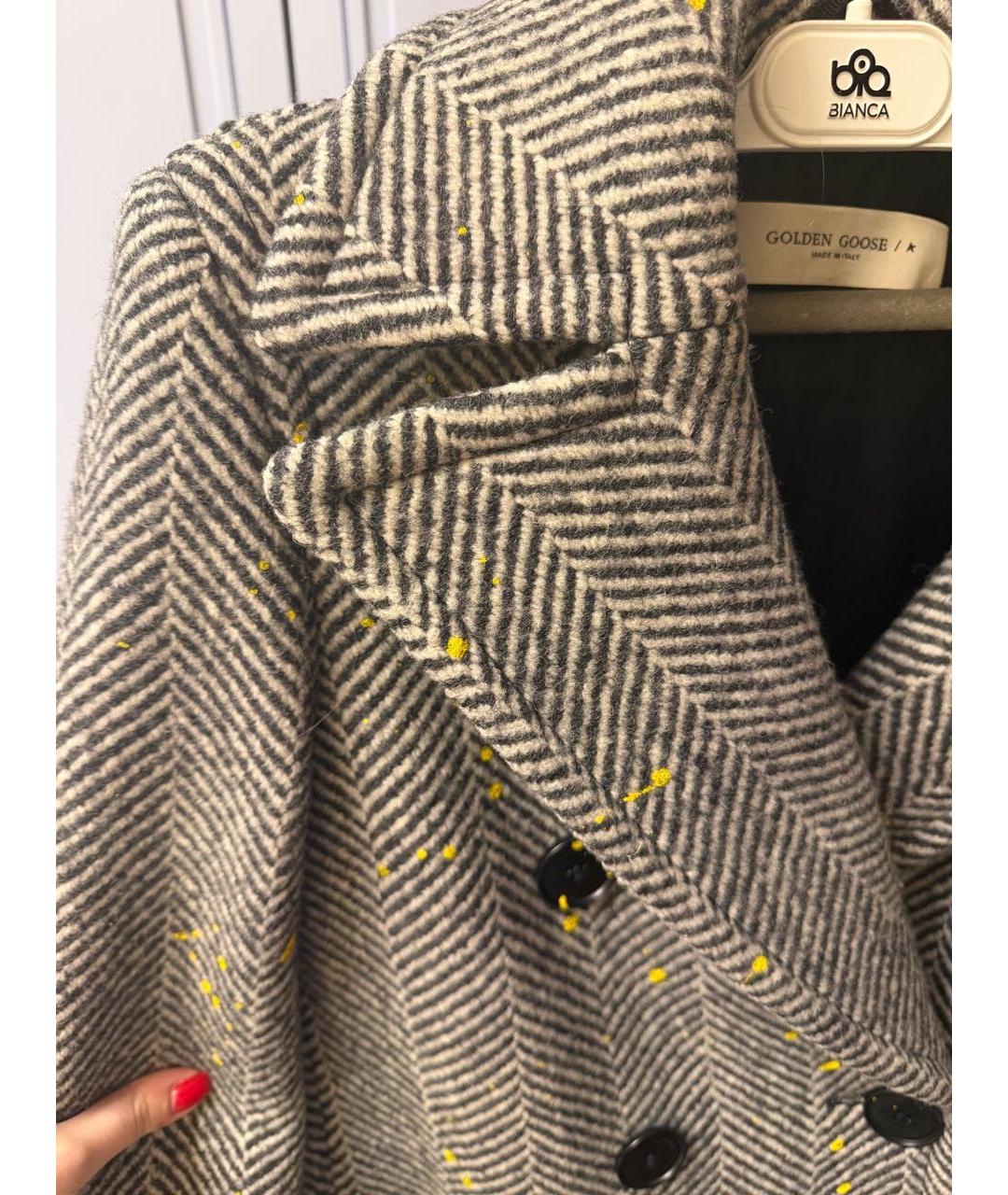 GOLDEN GOOSE DELUXE BRAND Серое шерстяное пальто, фото 5