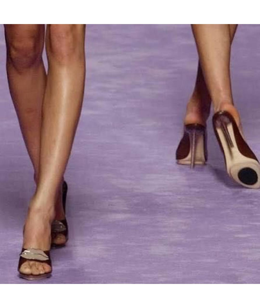 SAINT LAURENT Бордовые кожаные босоножки, фото 8