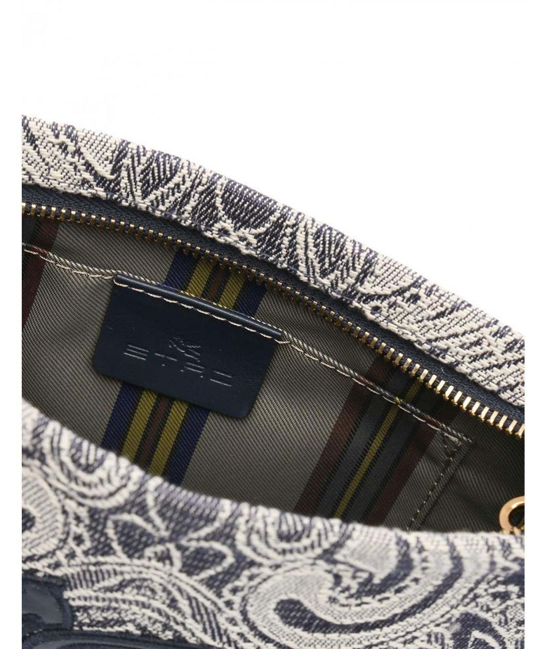 ETRO Темно-синяя хлопковая сумка с короткими ручками, фото 4