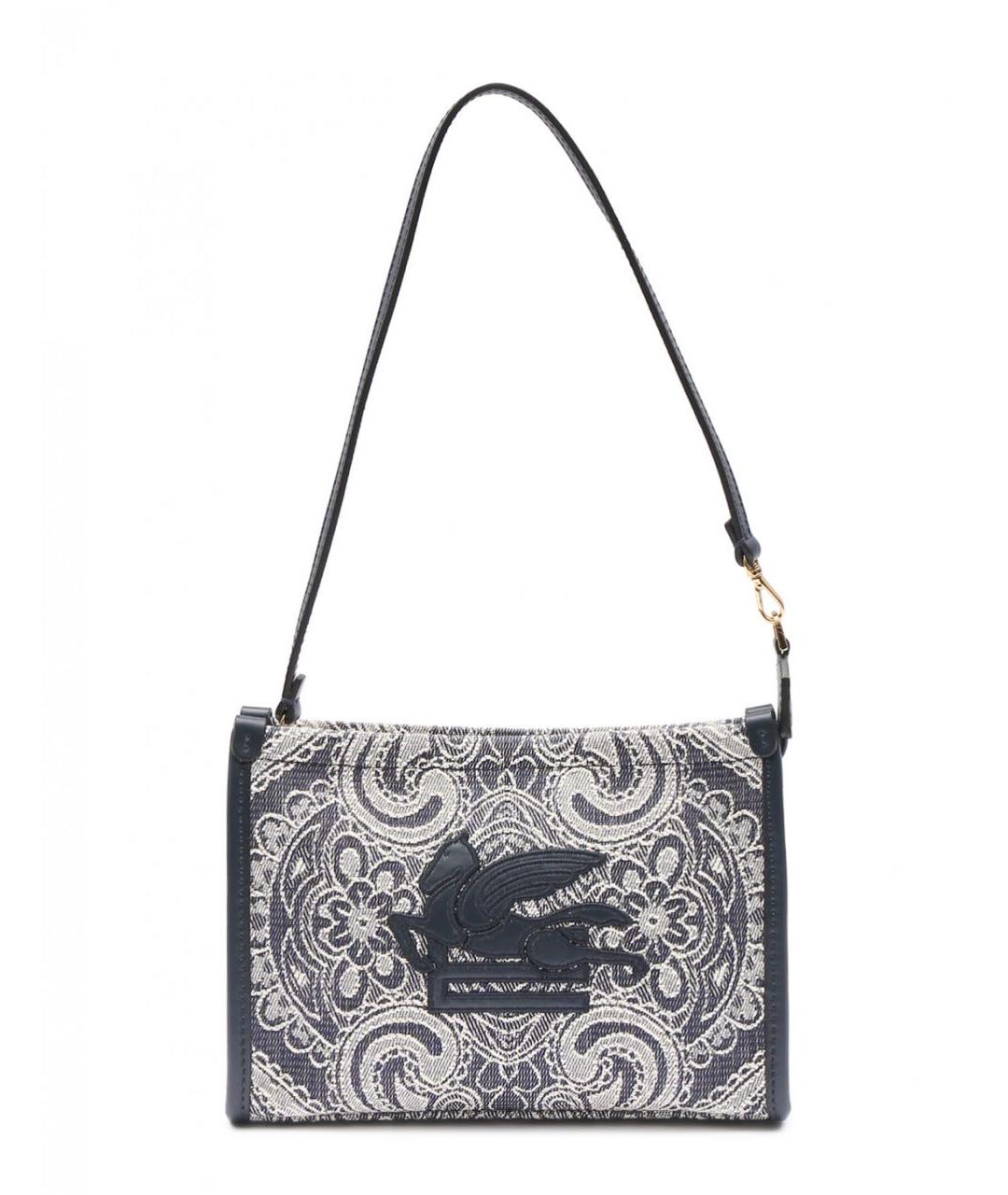 ETRO Темно-синяя хлопковая сумка с короткими ручками, фото 5