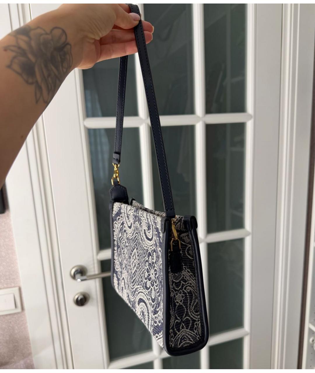 ETRO Темно-синяя хлопковая сумка с короткими ручками, фото 2