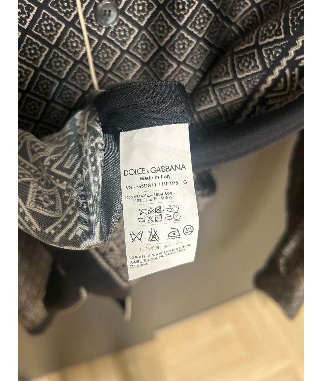 DOLCE&GABBANA Черная шелковая кэжуал рубашка, фото 6