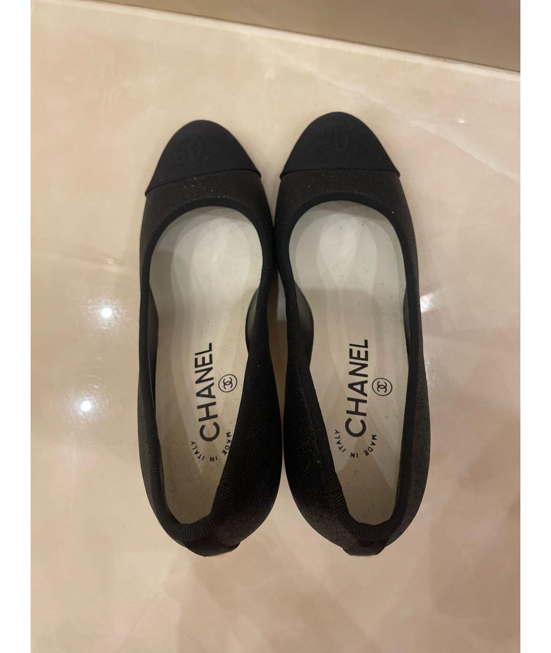 CHANEL Черные текстильные туфли, фото 3