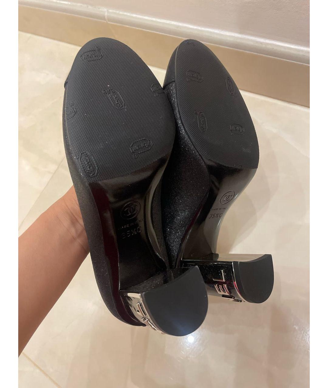 CHANEL Черные текстильные туфли, фото 5