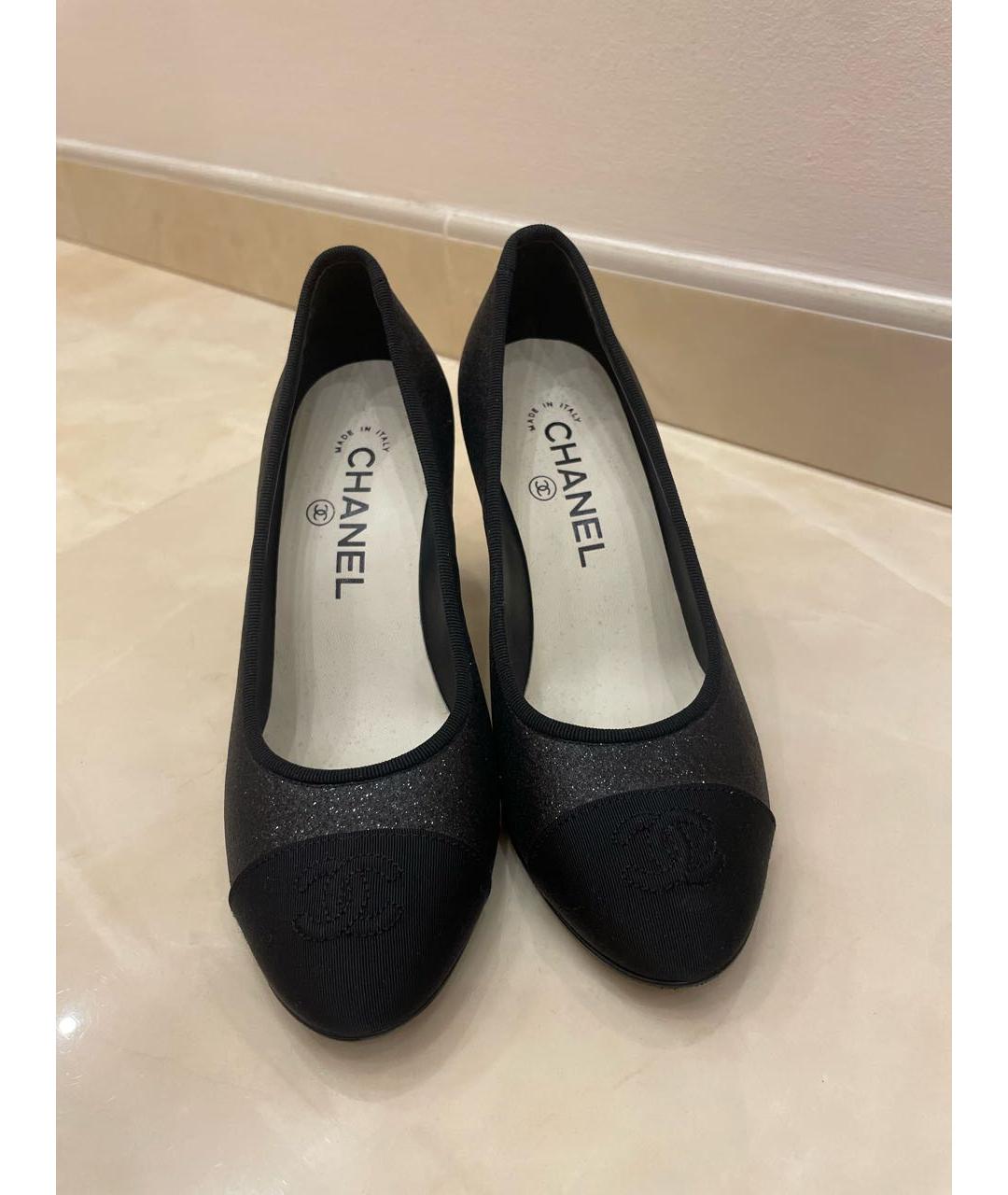 CHANEL Черные текстильные туфли, фото 2