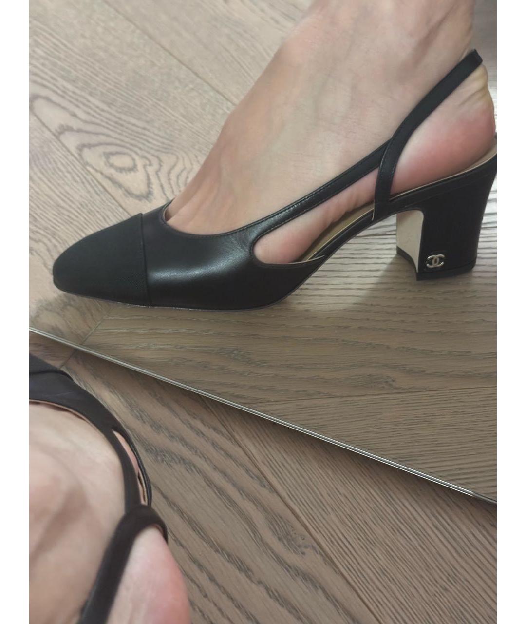 CHANEL Черные кожаные туфли, фото 4