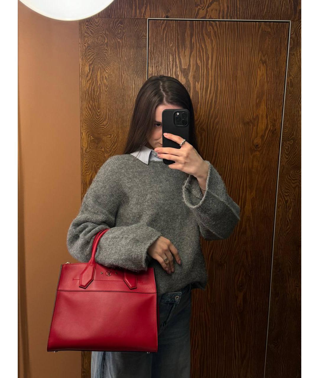 LOUIS VUITTON Красная кожаная сумка через плечо, фото 9