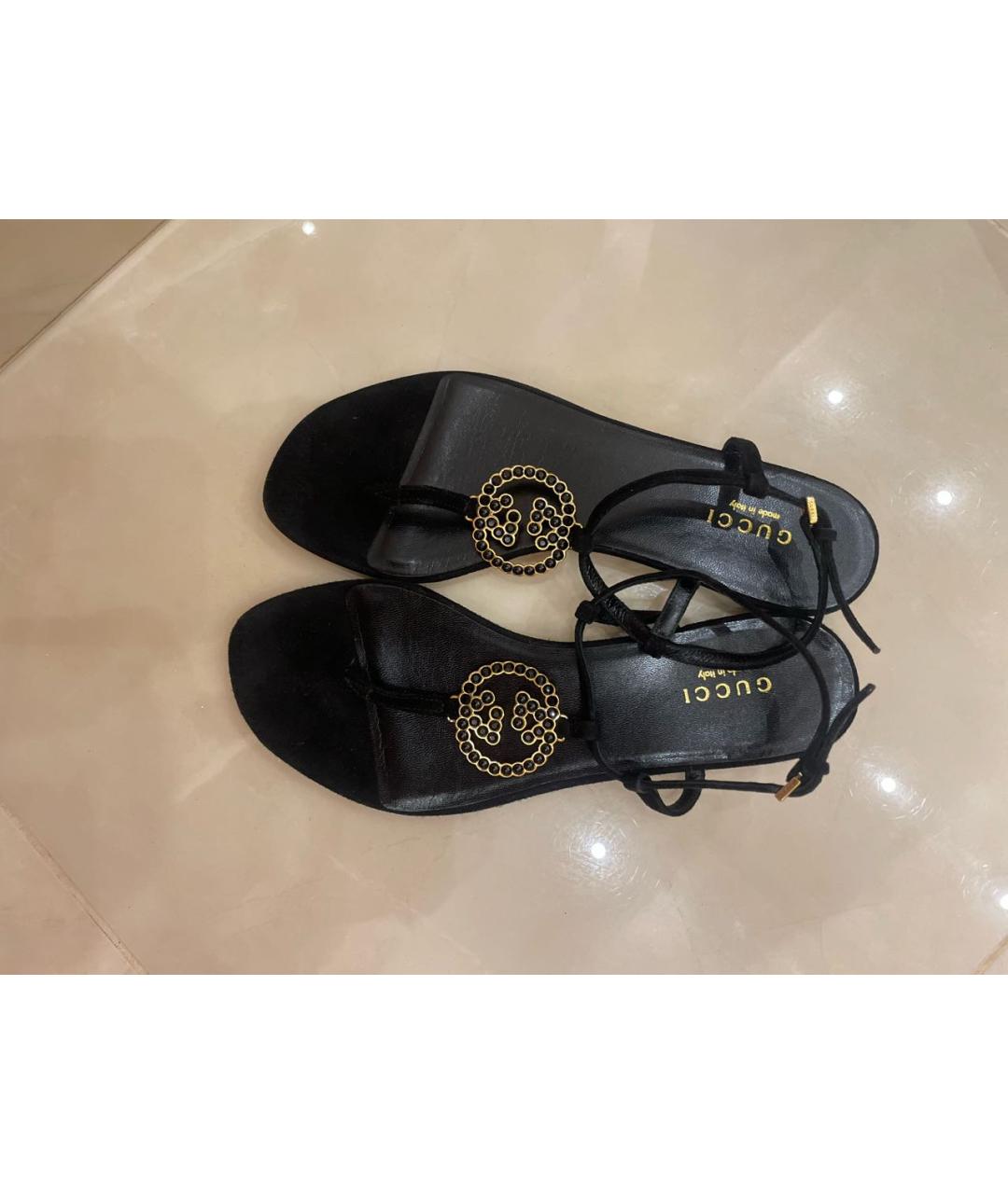 GUCCI Черные замшевые сандалии, фото 2