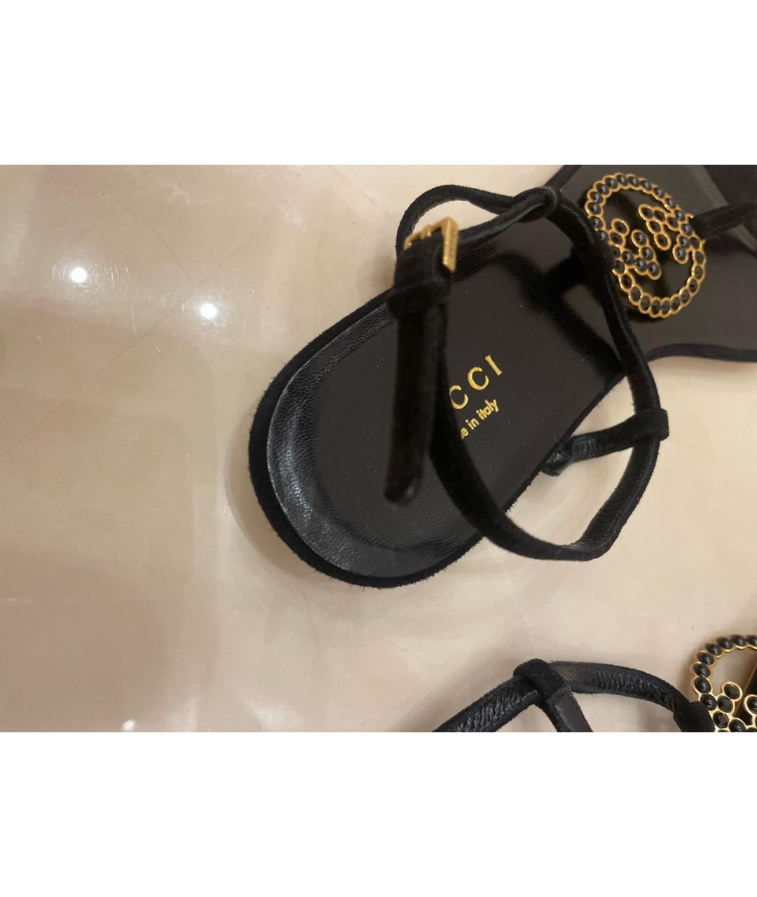 GUCCI Черные замшевые сандалии, фото 6