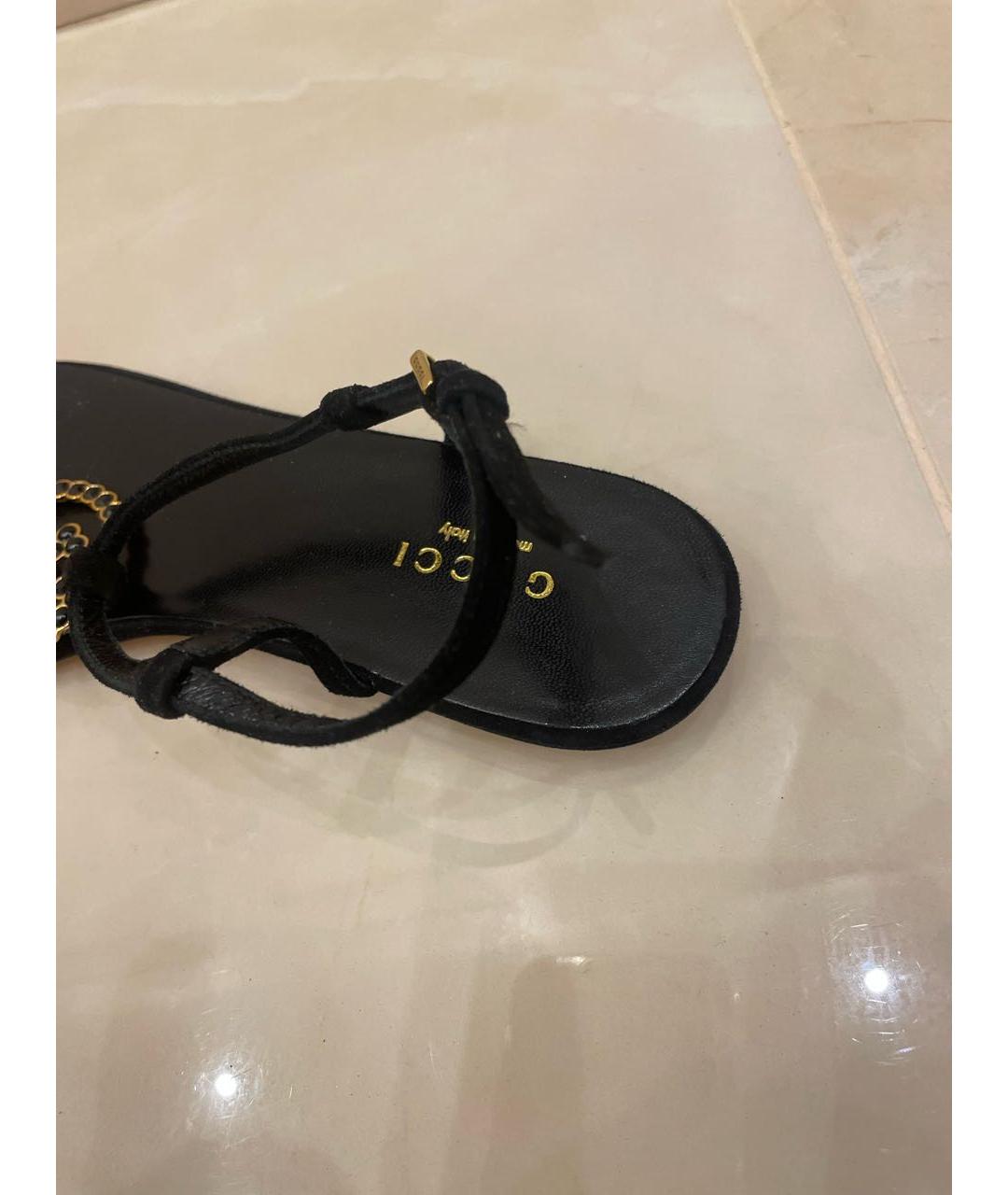 GUCCI Черные замшевые сандалии, фото 7