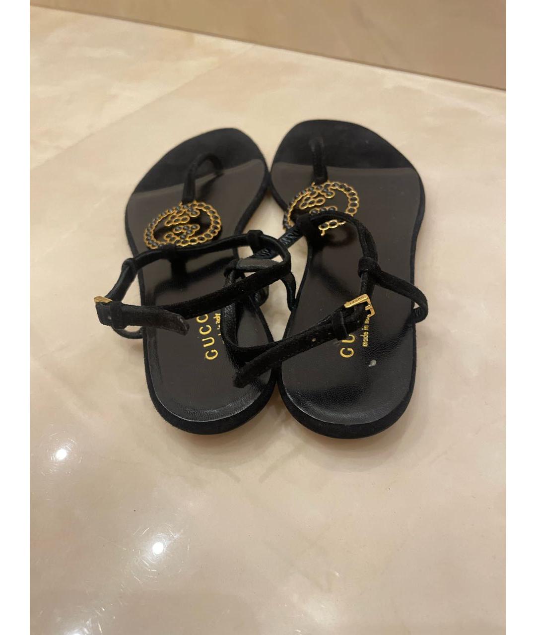 GUCCI Черные замшевые сандалии, фото 4