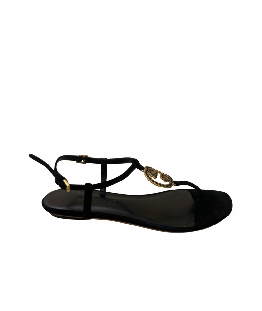 GUCCI Черные замшевые сандалии, фото 1