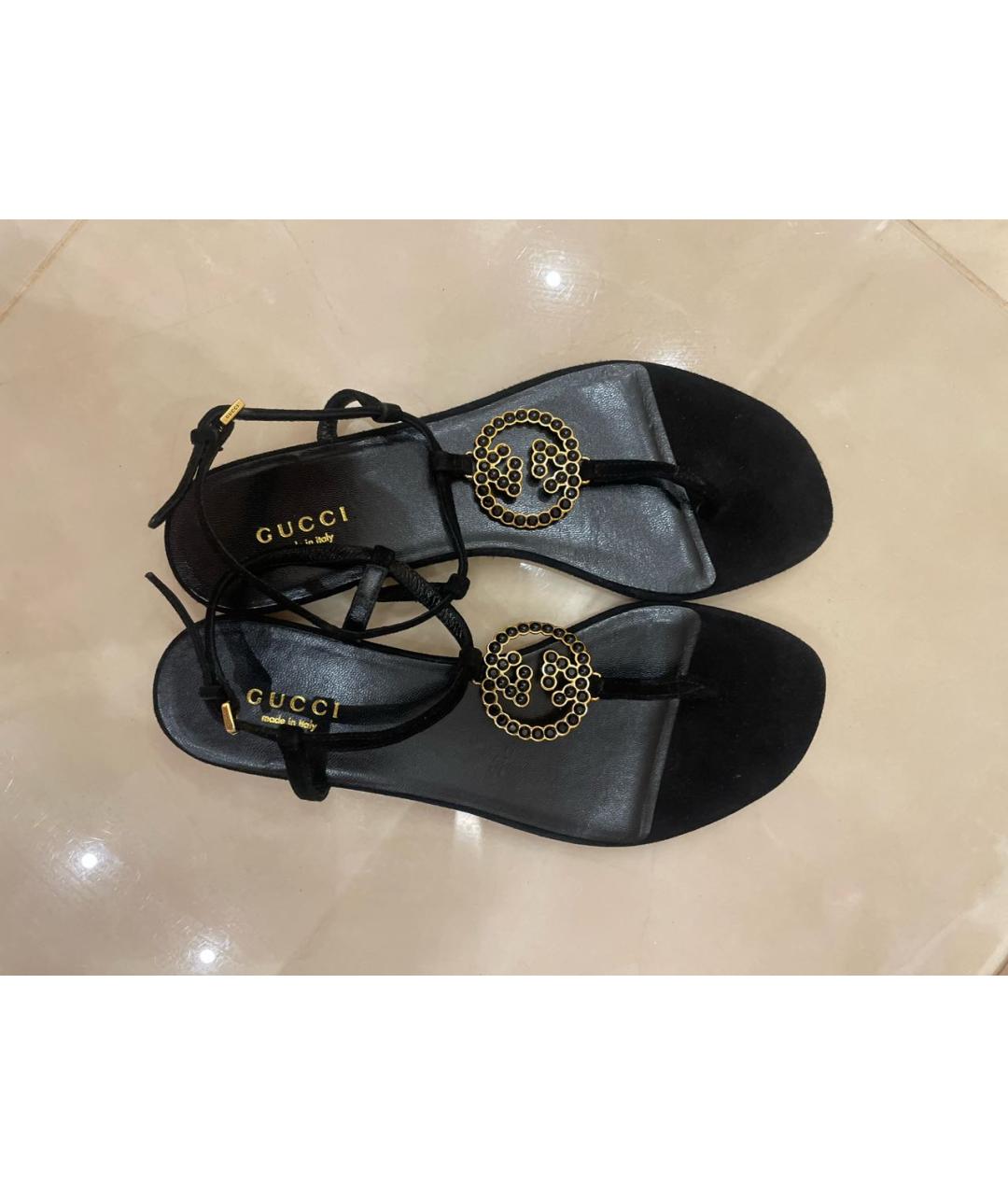 GUCCI Черные замшевые сандалии, фото 3