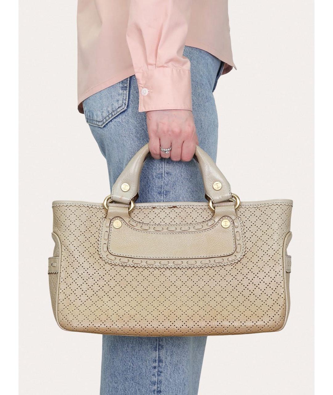 CELINE Серая кожаная сумка с короткими ручками, фото 8