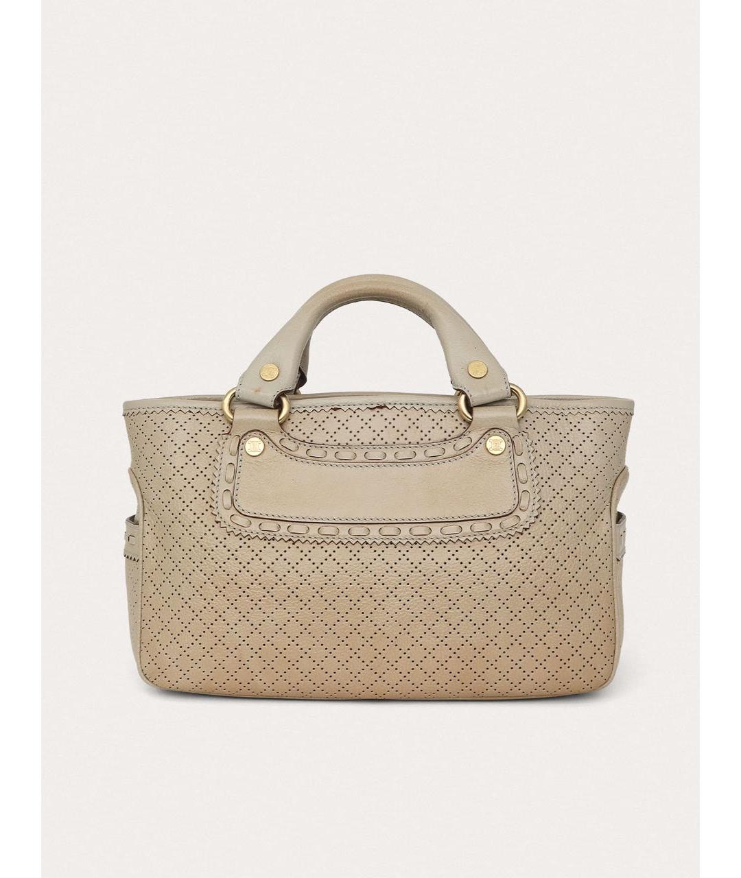 CELINE Серая кожаная сумка с короткими ручками, фото 9