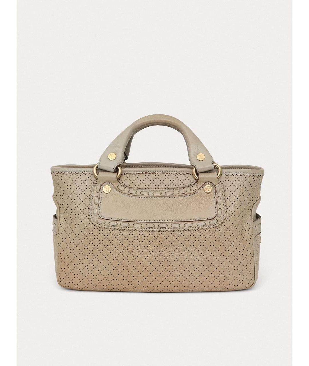 CELINE Серая кожаная сумка с короткими ручками, фото 3