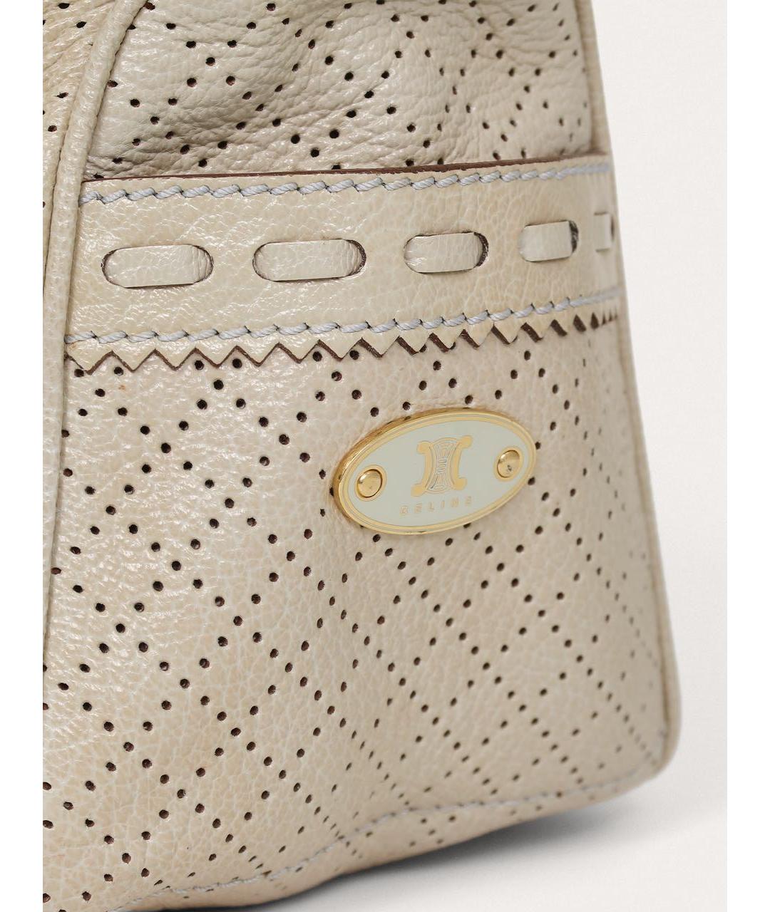 CELINE Серая кожаная сумка с короткими ручками, фото 7