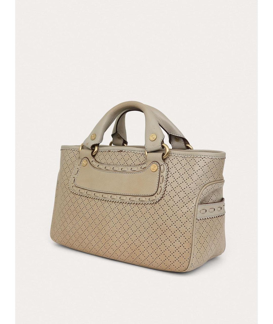 CELINE Серая кожаная сумка с короткими ручками, фото 2