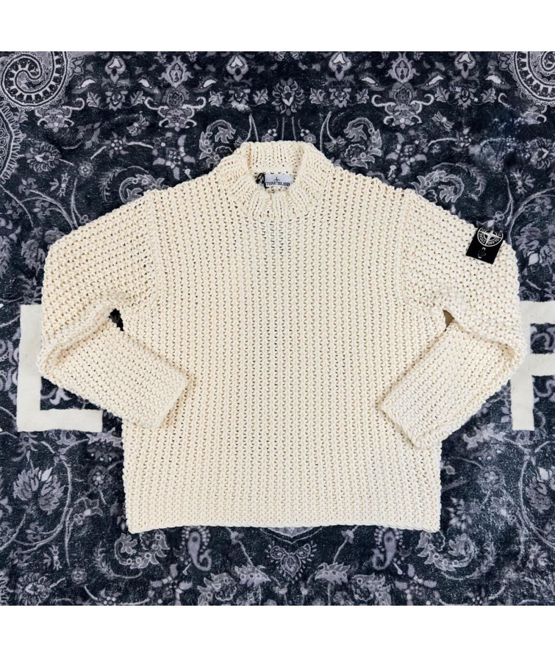 STONE ISLAND Бежевый шерстяной джемпер / свитер, фото 8