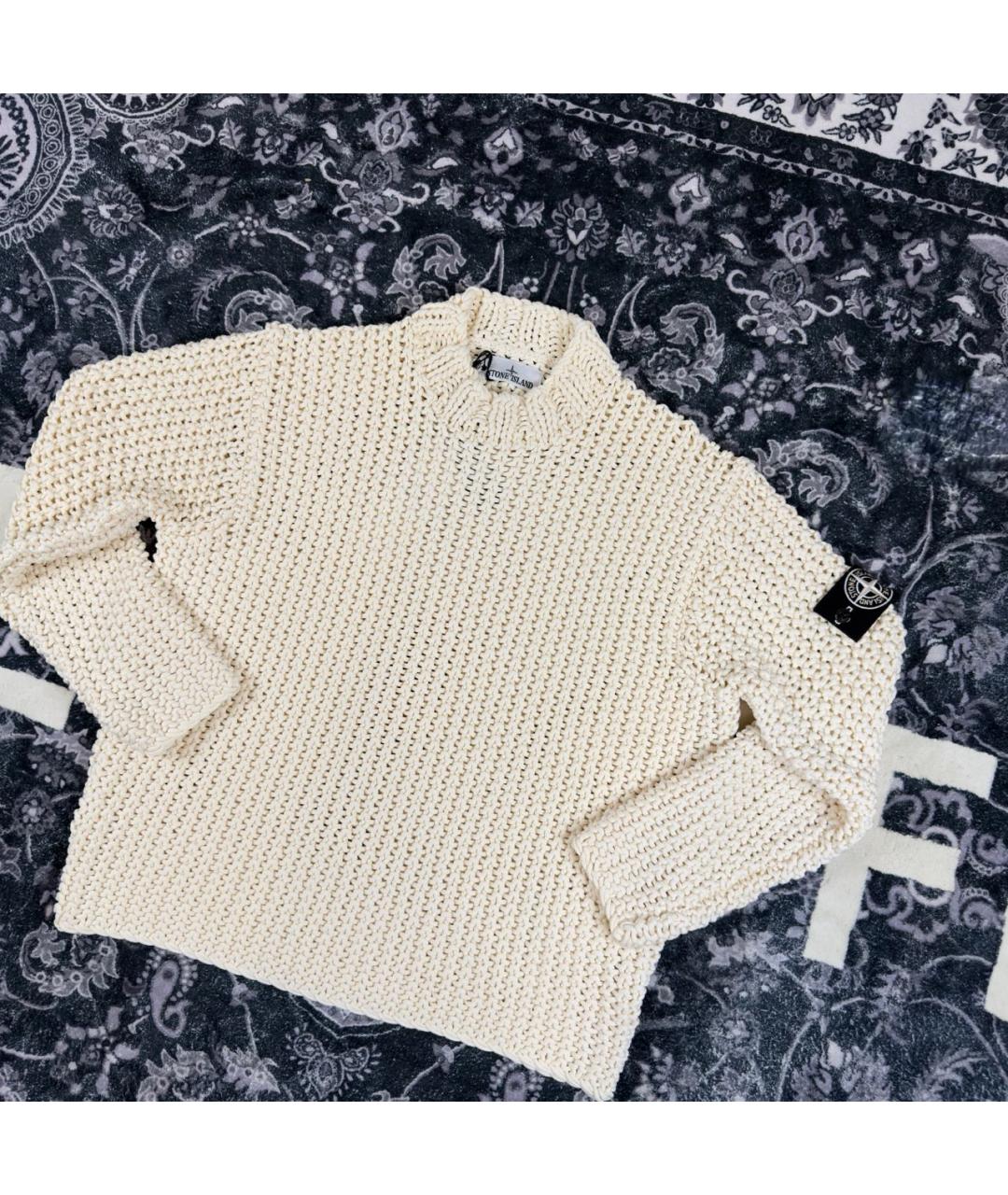 STONE ISLAND Бежевый шерстяной джемпер / свитер, фото 2