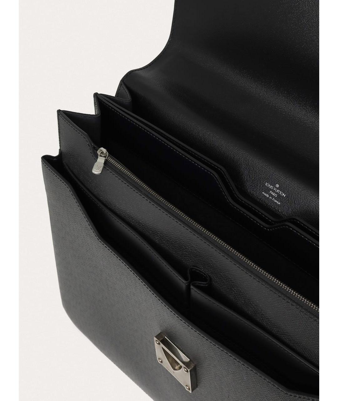 LOUIS VUITTON Черный кожаный портфель, фото 4