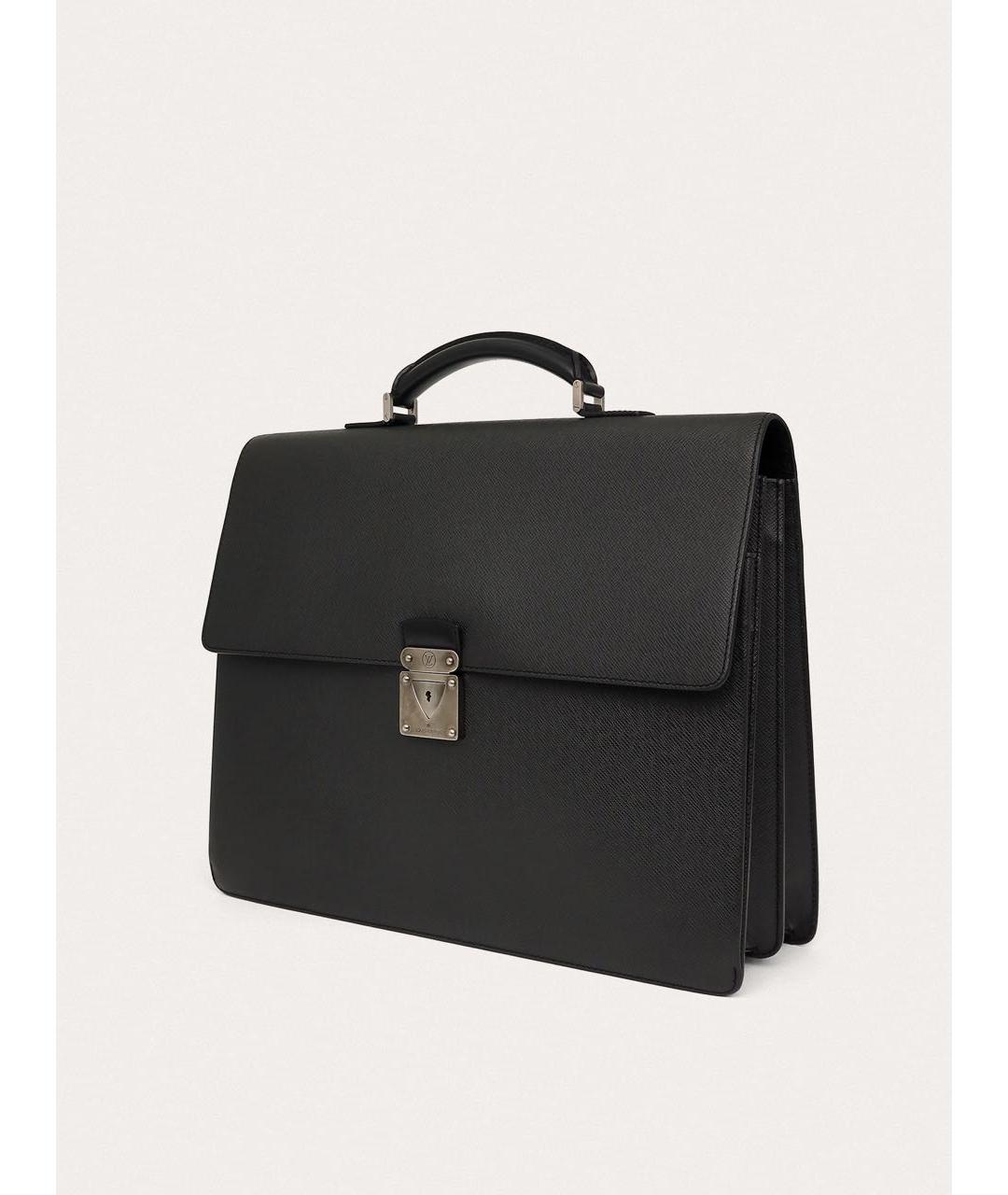LOUIS VUITTON Черный кожаный портфель, фото 2