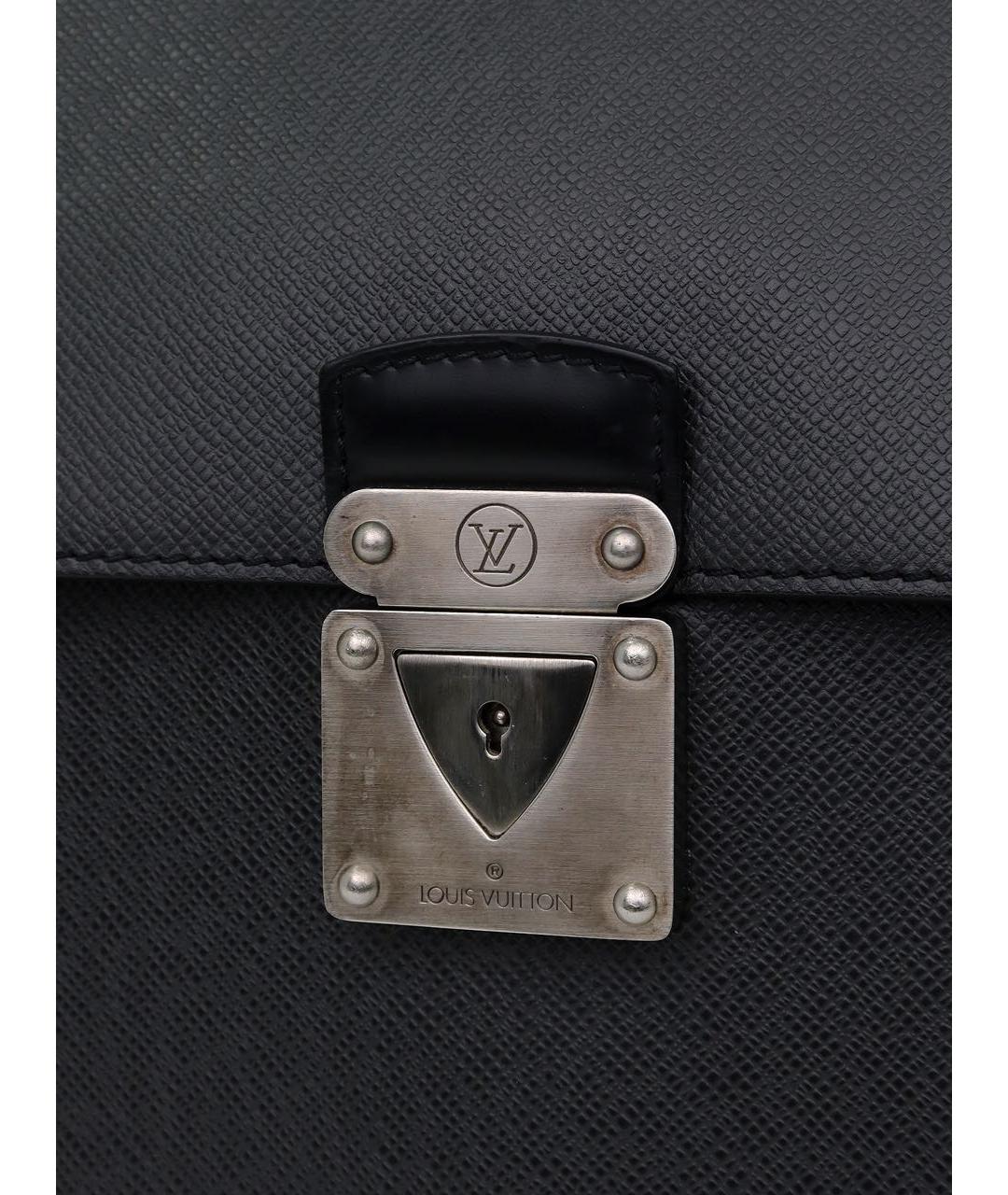 LOUIS VUITTON Черный кожаный портфель, фото 6