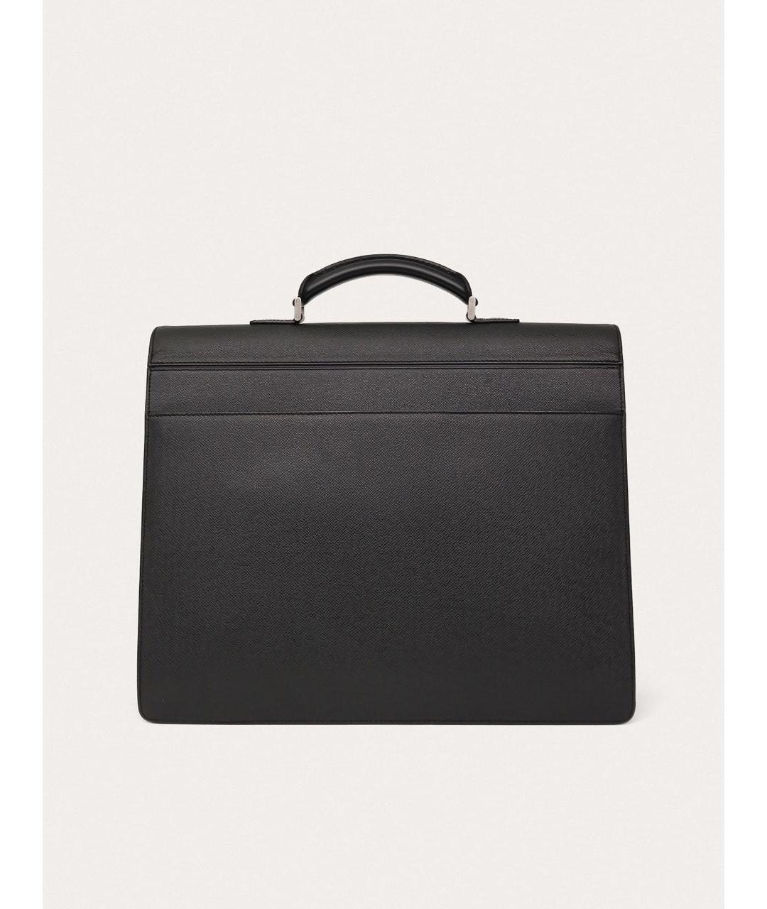 LOUIS VUITTON Черный кожаный портфель, фото 3