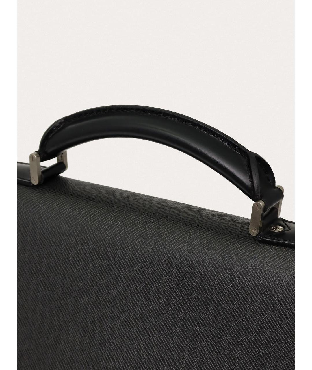 LOUIS VUITTON Черный кожаный портфель, фото 7