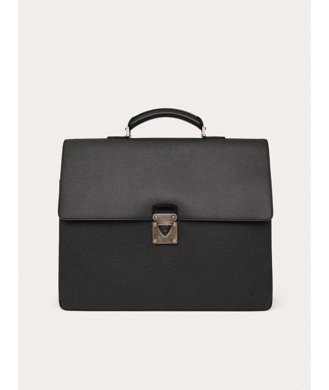 LOUIS VUITTON Черный кожаный портфель, фото 9