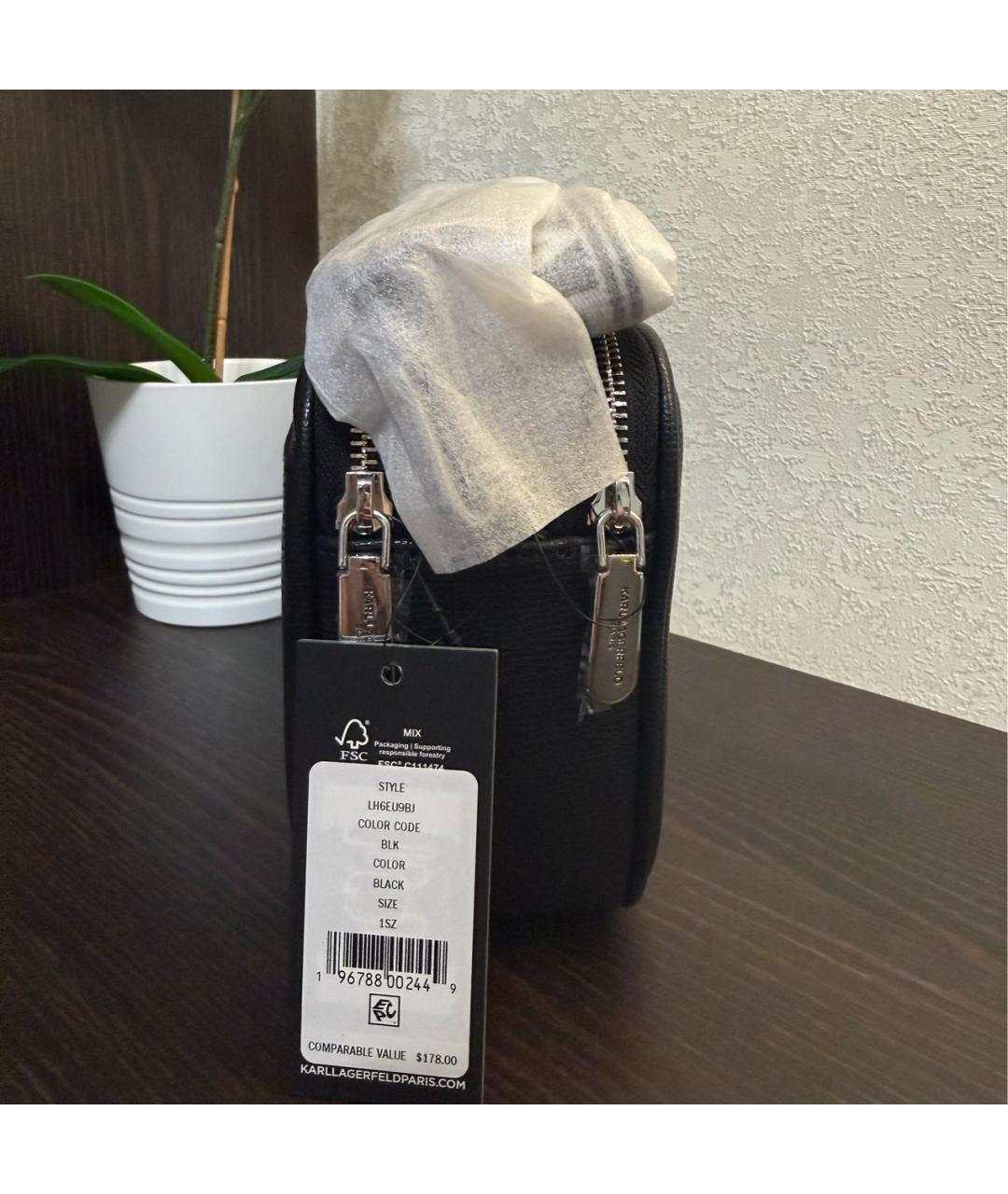 KARL LAGERFELD Черная сумка через плечо из искусственной кожи, фото 3