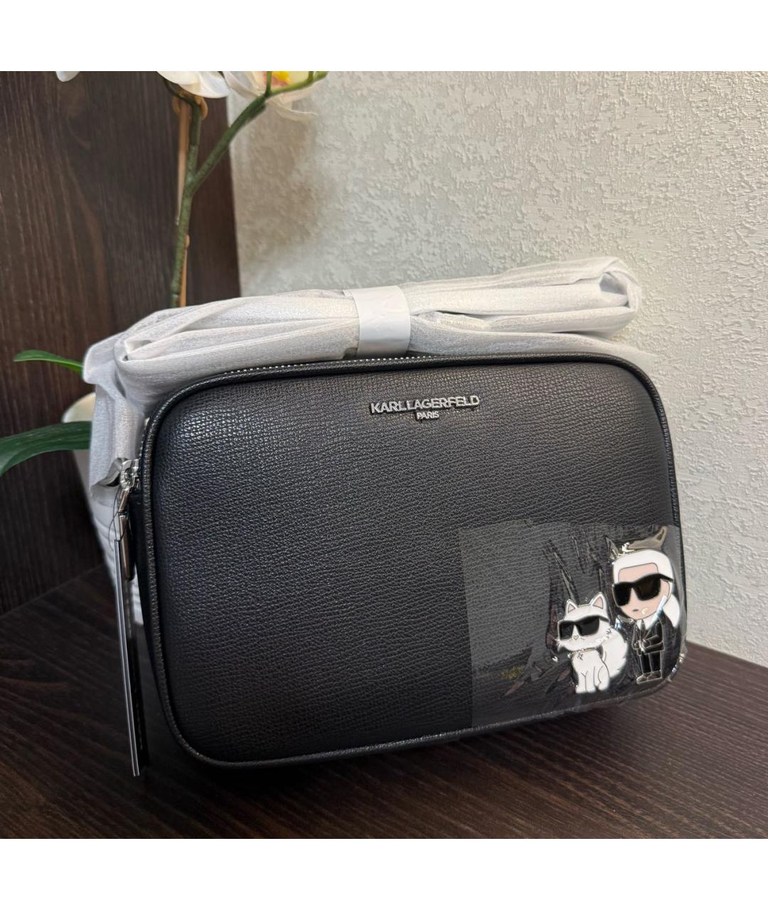 KARL LAGERFELD Черная сумка через плечо из искусственной кожи, фото 2