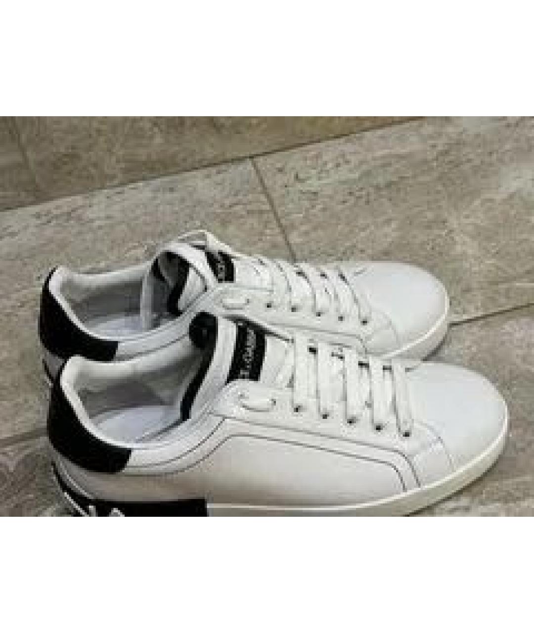 DOLCE&GABBANA Белые кожаные низкие кроссовки / кеды, фото 3