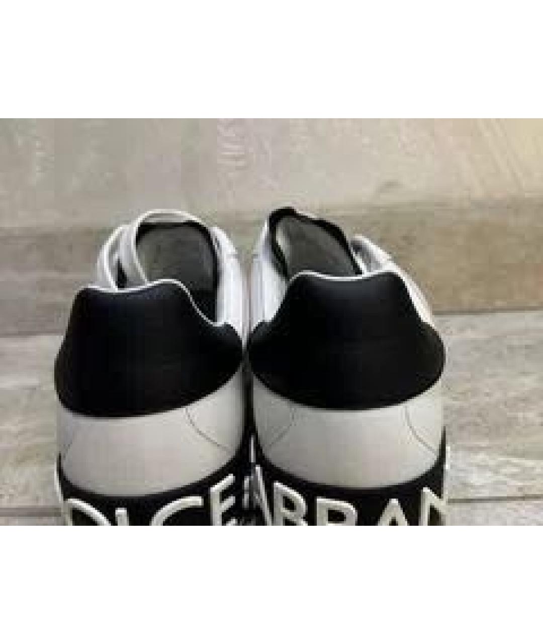 DOLCE&GABBANA Белые кожаные низкие кроссовки / кеды, фото 4