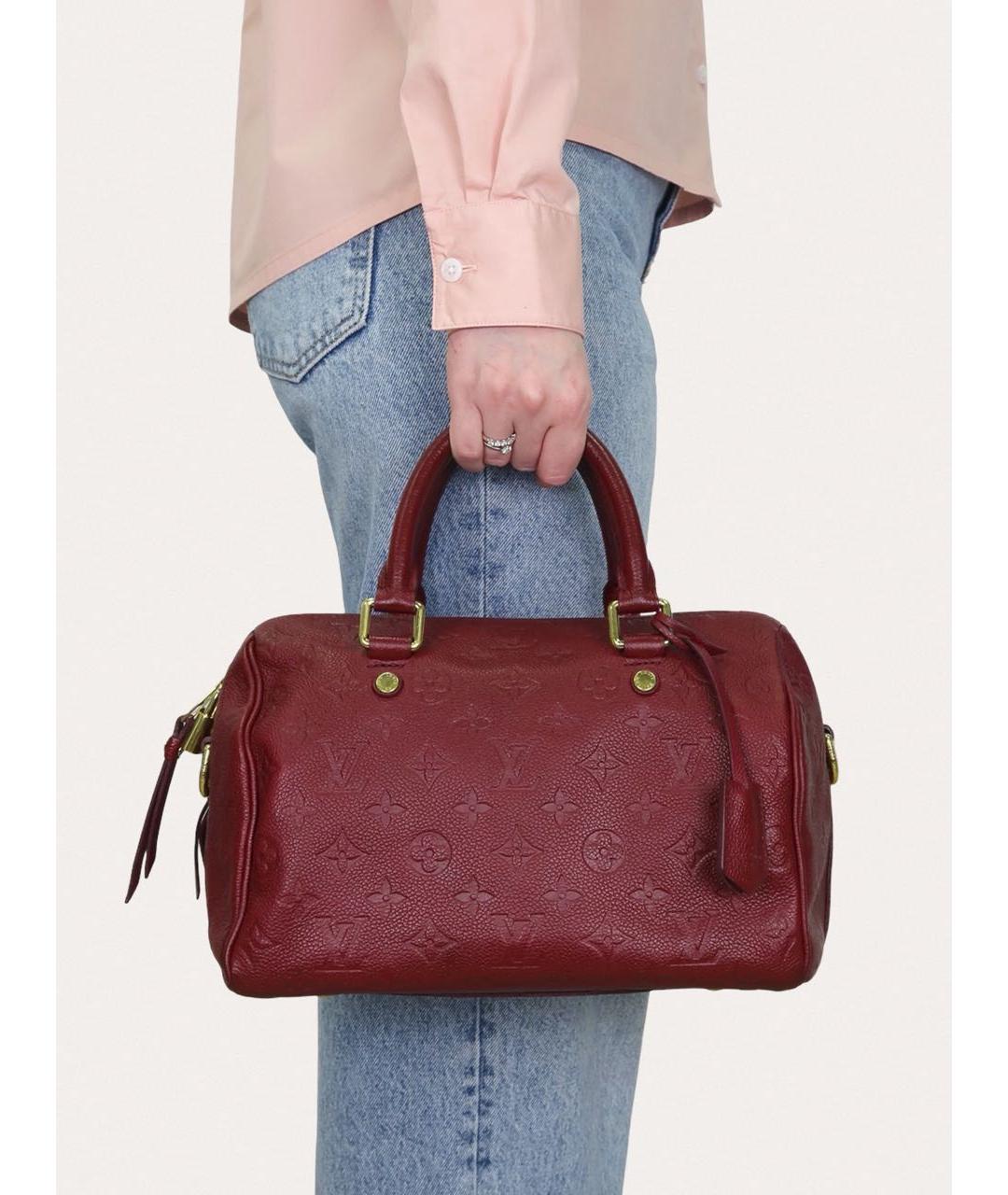 LOUIS VUITTON Бордовая кожаная сумка с короткими ручками, фото 8