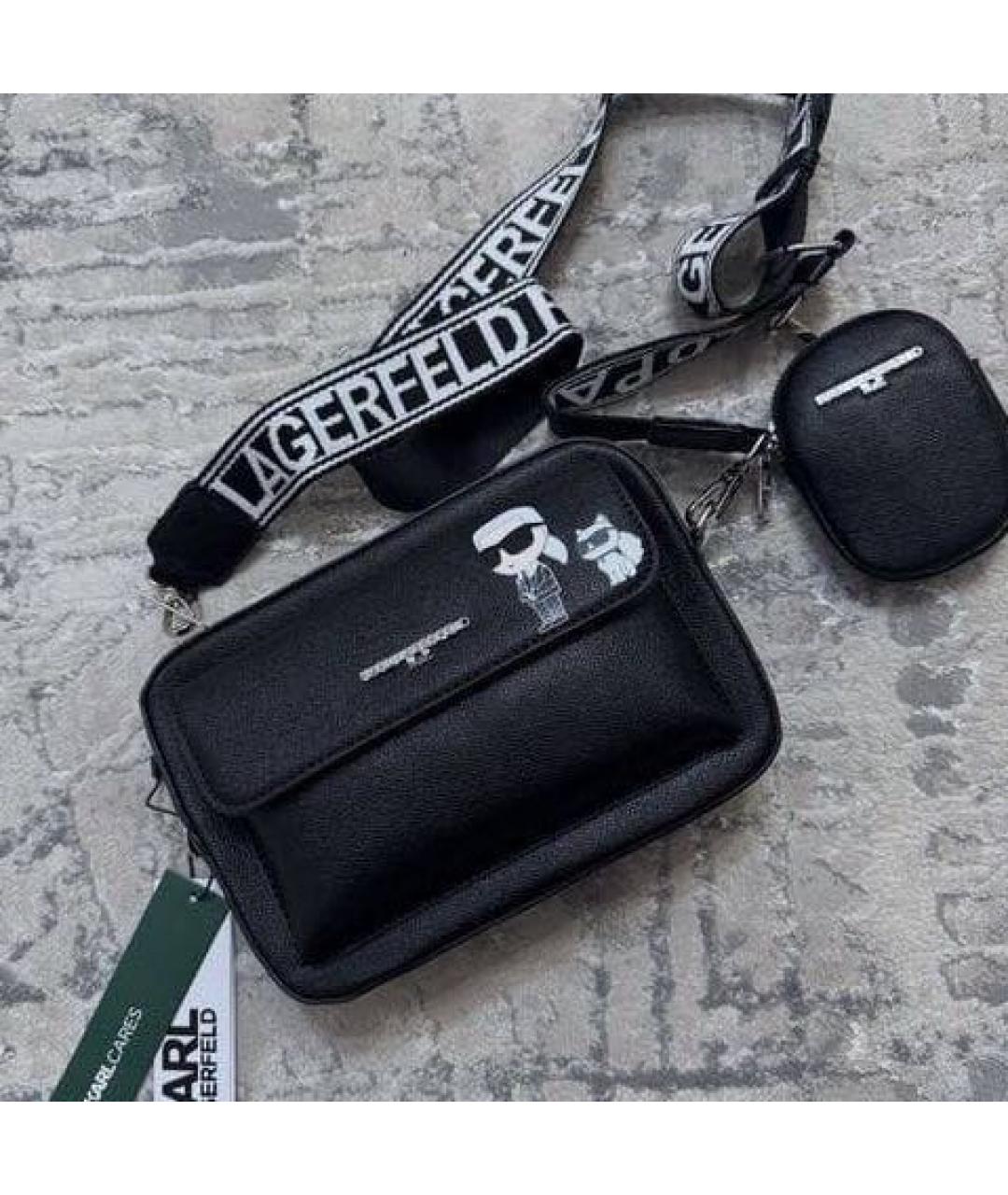 KARL LAGERFELD Черная сумка через плечо из искусственной кожи, фото 6