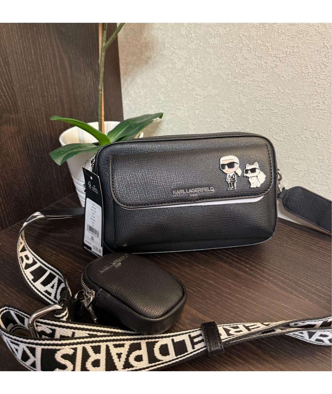 KARL LAGERFELD Черная сумка через плечо из искусственной кожи, фото 4