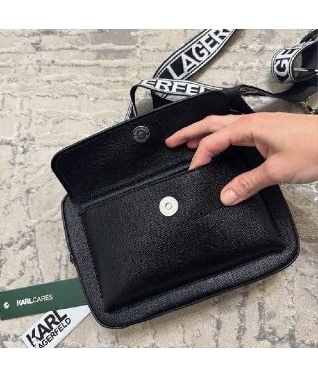 KARL LAGERFELD Черная сумка через плечо из искусственной кожи, фото 8
