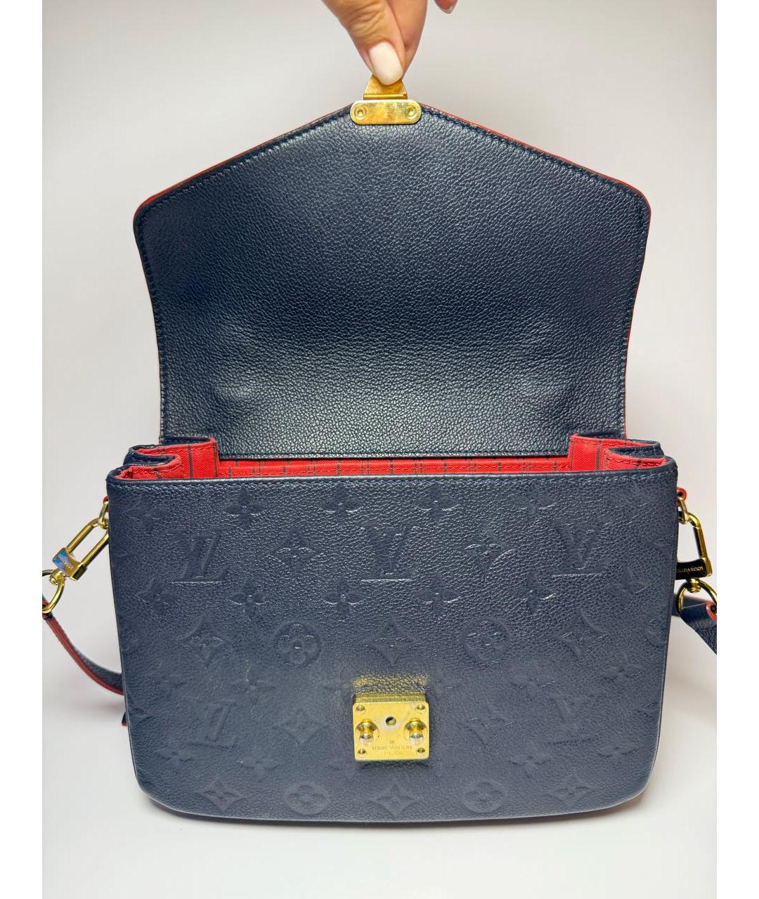 LOUIS VUITTON Темно-синяя кожаная сумка через плечо, фото 7