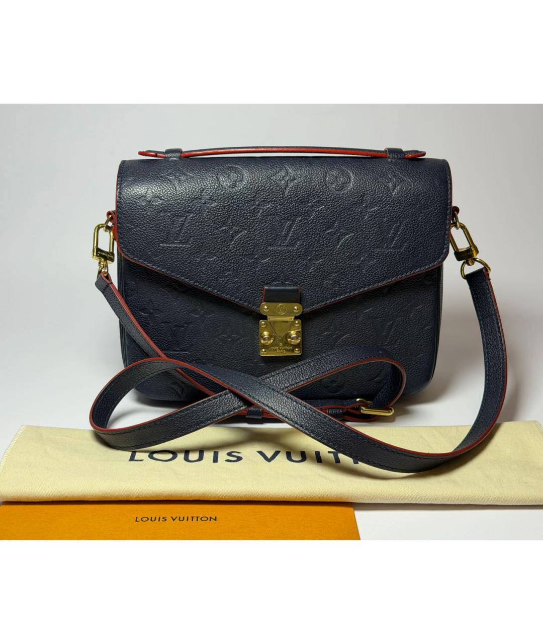 LOUIS VUITTON Темно-синяя кожаная сумка через плечо, фото 9