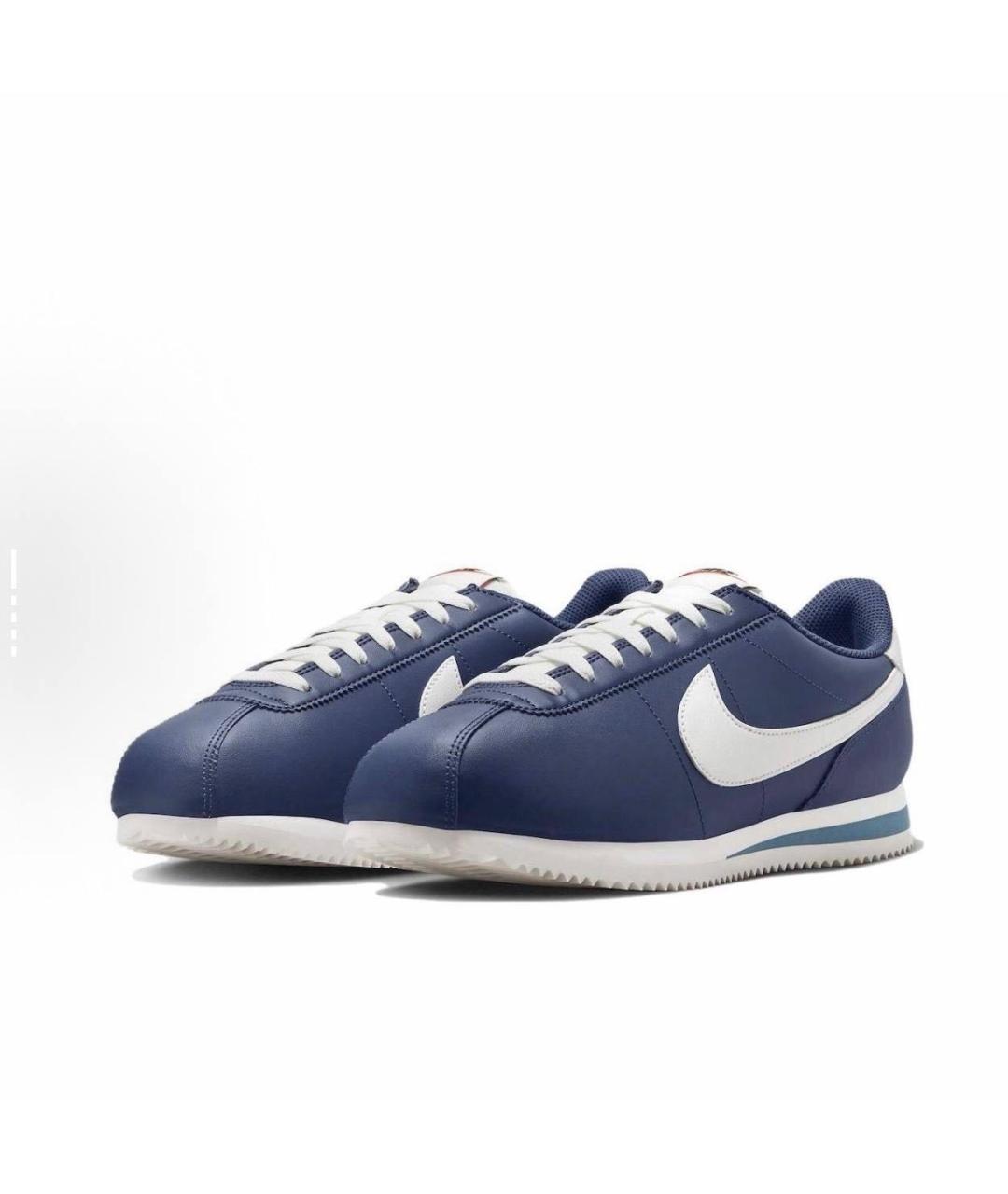 NIKE Темно-синие кожаные низкие кроссовки / кеды, фото 5