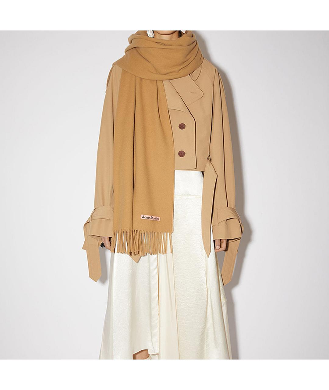 ACNE STUDIOS Коричневый кашемировый шарф, фото 3