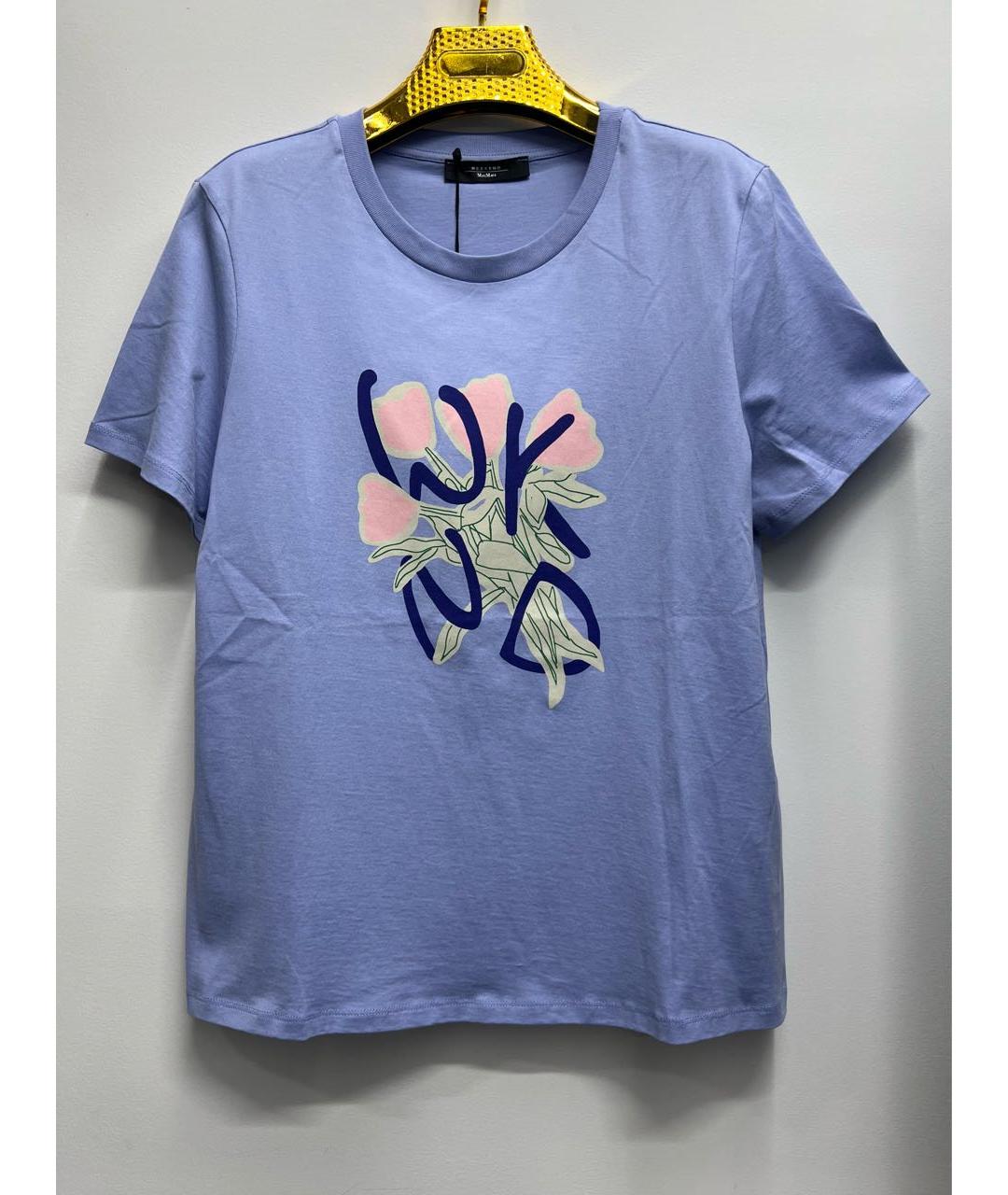 WEEKEND MAX MARA Голубая хлопковая футболка, фото 8